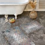 2'li Set Eskitme Zeminde Geometrik Motifli Klasik Desenli Geometrik Eskitme Motifli  2'li Banyo & Mutfak Paspas Takımı Realhomes