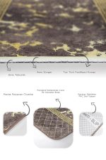 2'li Set Kahverengi - Gold Zeminde Mermer Motifli Eskitme Desenli Geometrik Klasik  2'li Banyo & Mutfak Paspas Takımı Realhomes