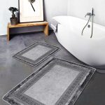 2'li Set Beyaz Zeminde İskandinav Motifli Geleneksel Desenli Sade & Şık Geometrik  2'li Banyo & Mutfak Paspas Takımı Realhomes