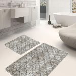 2'li Set Kırmızı Zeminde Türkmen Motifli Kilim Desenli Avangarde Vintage  2'li Banyo & Mutfak Paspas Takımı Realhomes