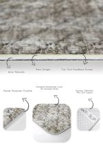 2'li Set Krem Zeminde Etnik Motifli Eskitme Desenli Eskitme Motifli Geometrik  2'li Banyo & Mutfak Paspas Takımı Realhomes