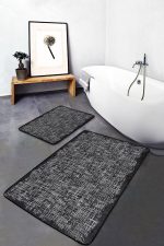 2'li Set Siyah Zeminde Halı Motifli Eskitme Desenli Eskitme Motifli Klasik  2'li Banyo & Mutfak Paspas Takımı Realhomes