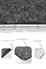 2'li Set Siyah Zeminde Halı Motifli Eskitme Desenli Eskitme Motifli Klasik  2'li Banyo & Mutfak Paspas Takımı Realhomes