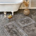 2'li Set Antika Zeminde Otantik Motifli Uşak Desenli Eskitme Motifli Etnik Motifler  2'li Banyo & Mutfak Paspas Takımı Realhomes