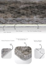 2'li Set Kahverengi - Gri Zeminde Çerçeveli Motifli Morrocan Desenli Eskitme Motifli Geometrik  2'li Banyo & Mutfak Paspas Takımı Realhomes