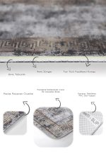 - PaspasTakimi-2li-Set1167-Gorsel-3 - Realhomes 2'li Set Gri Zeminde Çerçeveli Motifli Eskitme Desenli Eskitme Motifli Vintage 2'li Banyo & Mutfak Paspas Takımı Realhomes