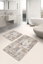 - PaspasTakimi-2li-Set1170-Gorsel-2 - Realhomes 2'li Set Antika Zeminde Geleneksel Motifli Eskitme Desenli Eskitme Motifli Etnik Motifler 2'li Banyo & Mutfak Paspas Takımı Realhomes