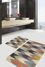 - PaspasTakimi-2li-Set1171-Gorsel-1 - Realhomes 2'li Set Örgü Zeminde Patchwork Motifli Kilim Desenli Vintage Sade & Şık 2'li Banyo & Mutfak Paspas Takımı Realhomes