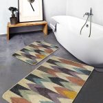 2'li Set Krem - Kahverengi Zeminde Otantik Motifli Kilim Desenli Vintage Geometrik  2'li Banyo & Mutfak Paspas Takımı Realhomes