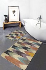- PaspasTakimi-2li-Set1171-Gorsel - Realhomes 2'li Set Örgü Zeminde Patchwork Motifli Kilim Desenli Vintage Sade & Şık 2'li Banyo & Mutfak Paspas Takımı Realhomes