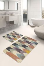 - PaspasTakimi-2li-Set1171-Gorsel-4 - Realhomes 2'li Set Örgü Zeminde Patchwork Motifli Kilim Desenli Vintage Sade & Şık 2'li Banyo & Mutfak Paspas Takımı Realhomes
