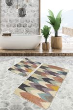 - PaspasTakimi-2li-Set1171-Gorsel-5 - Realhomes 2'li Set Örgü Zeminde Patchwork Motifli Kilim Desenli Vintage Sade & Şık 2'li Banyo & Mutfak Paspas Takımı Realhomes