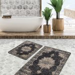 2'li Set Bordo Zeminde İskandinav Motifli Ok Desenli Geometrik Sade & Şık  2'li Banyo & Mutfak Paspas Takımı Realhomes