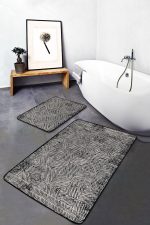 - PaspasTakimi-2li-Set1174-Gorsel-5 - Realhomes  2'li Set Ekru - Siyah Zeminde Kilim Motifli Dokuma Halı Desenli Geometrik Vintage  2'li Banyo & Mutfak Paspas Takımı Realhomes