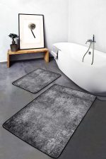 - PaspasTakimi-2li-Set1179-Gorsel - Realhomes 2'li Set Gri Zeminde Dokuma Halı Motifli Eskitme Desenli Eskitme Motifli Vintage 2'li Banyo & Mutfak Paspas Takımı Realhomes