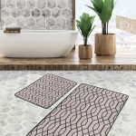 2'li Set Antika Zeminde Eskitme Motifli Duvar Desenli Eskitme Motifli Vintage  2'li Banyo & Mutfak Paspas Takımı Realhomes