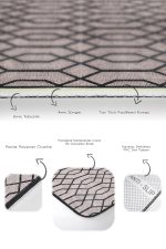 2'li Set Kahverengi Zeminde Geometrik Motifli Örgü Desenli Geometrik Sade & Şık  2'li Banyo & Mutfak Paspas Takımı Realhomes