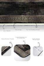 - PaspasTakimi-2li-Set1181-Gorsel-3 - Realhomes 2'li Set Gold - Siyah Zeminde Çerçeveli Motifli Altın Desenli Geometrik Avangarde 2'li Banyo & Mutfak Paspas Takımı Realhomes