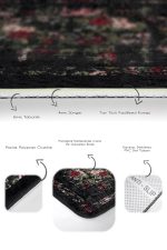 - PaspasTakimi-2li-Set1182-Gorsel-3 - Realhomes  2'li Set Siyah - Kırmızı Zeminde Çiçek Motifli Eskitme Desenli Floral Eskitme Motifli  2'li Banyo & Mutfak Paspas Takımı Realhomes