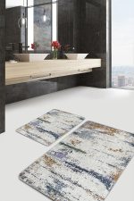 - PaspasTakimi-2li-Set1184-Gorsel-1 - Realhomes  2'li Set Krem Zeminde Eskitme Motifli Örgü Desenli Eskitme Motifli Vintage  2'li Banyo & Mutfak Paspas Takımı Realhomes