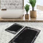 2'li Set Kırmızı - Krem Zeminde Örgü Motifli Etnik Desenli Geometrik Sade & Şık  2'li Banyo & Mutfak Paspas Takımı Realhomes