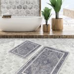 2'li Set Siyah Zeminde Etnik Motifli Kilim Desenli Etnik Motifler Sade & Şık  2'li Banyo & Mutfak Paspas Takımı Realhomes