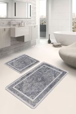 - PaspasTakimi-2li-Set1188-Gorsel-5 - Realhomes  2'li Set Gri Zeminde Eskitme Motifli Otantik Desenli Avangarde Eskitme Motifli  2'li Banyo & Mutfak Paspas Takımı Realhomes