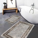 2'li Set Krem Zeminde Otantik Motifli Osmanlı Desenli Etnik Motifler Vintage  2'li Banyo & Mutfak Paspas Takımı Realhomes