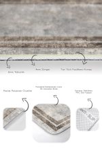 - PaspasTakimi-2li-Set1197-Gorsel-3 - Realhomes 2'li Set Gri - Kahverngi Zeminde Çerçeveli Motifli Eskitme Desenli Sade & Şık Avangarde 2'li Banyo & Mutfak Paspas Takımı Realhomes