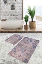 - PaspasTakimi-2li-Set1200-Gorsel-1 - Realhomes 2'li Set Bej Zeminde Rustik Motifli Eskitme Desenli Etnik Motifler Eskitme Motifli 2'li Banyo & Mutfak Paspas Takımı Realhomes