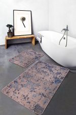 - PaspasTakimi-2li-Set1200-Gorsel-2 - Realhomes 2'li Set Bej Zeminde Rustik Motifli Eskitme Desenli Etnik Motifler Eskitme Motifli 2'li Banyo & Mutfak Paspas Takımı Realhomes