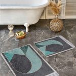 2'li Set Gold – Krem Zeminde Kanvas Motifli Boyama Desenli Bohem Klasik  2'li Banyo & Mutfak Paspas Takımı Realhomes