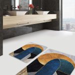 2'li Set Krem Zeminde Uşak Motifli Geleneksel Desenli Avangarde Eskitme Motifli  2'li Banyo & Mutfak Paspas Takımı Realhomes