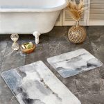 2'li Set Mavi Zeminde Kilim Motifli Geometrik Desenli Vintage Avangarde  2'li Banyo & Mutfak Paspas Takımı Realhomes