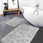 2'li Set Lacivert - Gri Zeminde Antika Motifli El Dokuma Desenli Vintage Etnik Motifler  2'li Banyo & Mutfak Paspas Takımı Realhomes