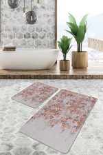 - PaspasTakimi-2li-Set1213-Gorsel - Realhomes  2'li Set Kahverengi - Kırmızı Zeminde Antik Motifli Eskitme Desenli Eskitme Motifli Vintage  2'li Banyo & Mutfak Paspas Takımı Realhomes