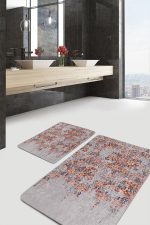 - PaspasTakimi-2li-Set1213-Gorsel-2 - Realhomes  2'li Set Kahverengi - Kırmızı Zeminde Antik Motifli Eskitme Desenli Eskitme Motifli Vintage  2'li Banyo & Mutfak Paspas Takımı Realhomes