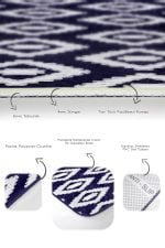 - PaspasTakimi-2li-Set1214-Gorsel-3 - Realhomes  2'li Set Lacivert - Beyaz Zeminde Örgü Motifli Kilim Desenli Klasik Geometrik  2'li Banyo & Mutfak Paspas Takımı Realhomes