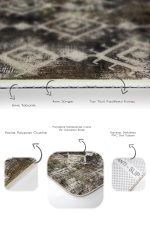 - PaspasTakimi-2li-Set1216-Gorsel-3 - Realhomes 2'li Set Kahverengi - Beyaz Zeminde Otantik Motifli Kilim Desenli Eskitme Motifli Vintage 2'li Banyo & Mutfak Paspas Takımı Realhomes