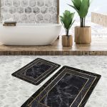 2'li Set Eskitme Zeminde Kilim Motifli Boyama Desenli Klasik Sade & Şık Salon & Oturma Odası  2'li Banyo & Mutfak Paspas Takımı Realhomes