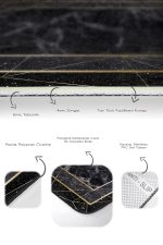 - PaspasTakimi-2li-Set1219-Gorsel-3 - Realhomes  2'li Set Siyah - Gold Zeminde Çerçeveli Motifli Altın Desenli Geometrik Klasik  2'li Banyo & Mutfak Paspas Takımı Realhomes