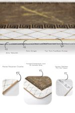 - PaspasTakimi-2li-Set1220-Gorsel-3 - Realhomes 2'li Set Beyaz- Gold Zeminde Çerçeveli Motifli Otantik Desenli Geometrik Klasik 2'li Banyo & Mutfak Paspas Takımı Realhomes