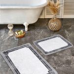 2'li Set Kahverengi - Ekru Zeminde Zikzak Motifli Geometrik Desenli Geometrik Sade & Şık  2'li Banyo & Mutfak Paspas Takımı Realhomes