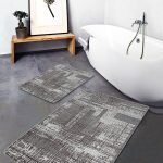 2'li Set Siyah Zeminde Etnik Motifli Geometrik Desenli Geometrik Vintage  2'li Banyo & Mutfak Paspas Takımı Realhomes