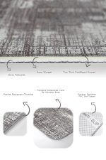 2'li Set Gri Zeminde Örme Motifli Etnik Desenli Eskitme Motifli Klasik  2'li Banyo & Mutfak Paspas Takımı Realhomes