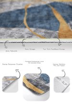 - PaspasTakimi-2li-Set1229-Gorsel-3 - Realhomes 2'li Set Gold - Mavi Zeminde Geometrik Motifli Gold Desenli Geometrik Klasik 2'li Banyo & Mutfak Paspas Takımı Realhomes