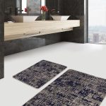 2'li Set Pembe - Gold Zeminde Çerçeveli Motifli Eskitme Desenli Klasik Eskitme Motifli  2'li Banyo & Mutfak Paspas Takımı Realhomes