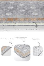 - PaspasTakimi-2li-Set1237-Gorsel-3 - Realhomes  2'li Set Gri - Beyaz Zeminde Çerçeveli Motifli Çiçek Desenli Avangarde Eskitme Motifli  2'li Banyo & Mutfak Paspas Takımı Realhomes
