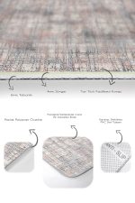 - PaspasTakimi-2li-Set1238-Gorsel-3 - Realhomes 2'li Set Krem - Ekru Zeminde Otantik Motifli Dokuma Desenli Eskitme Motifli Vintage 2'li Banyo & Mutfak Paspas Takımı Realhomes