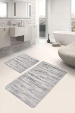 - PaspasTakimi-2li-Set1242-Gorsel-4 - Realhomes 2'li Set Krem - Ekru Zeminde Dokuma Halı Motifli Kilim Desenli Eskitme Motifli Vintage 2'li Banyo & Mutfak Paspas Takımı Realhomes